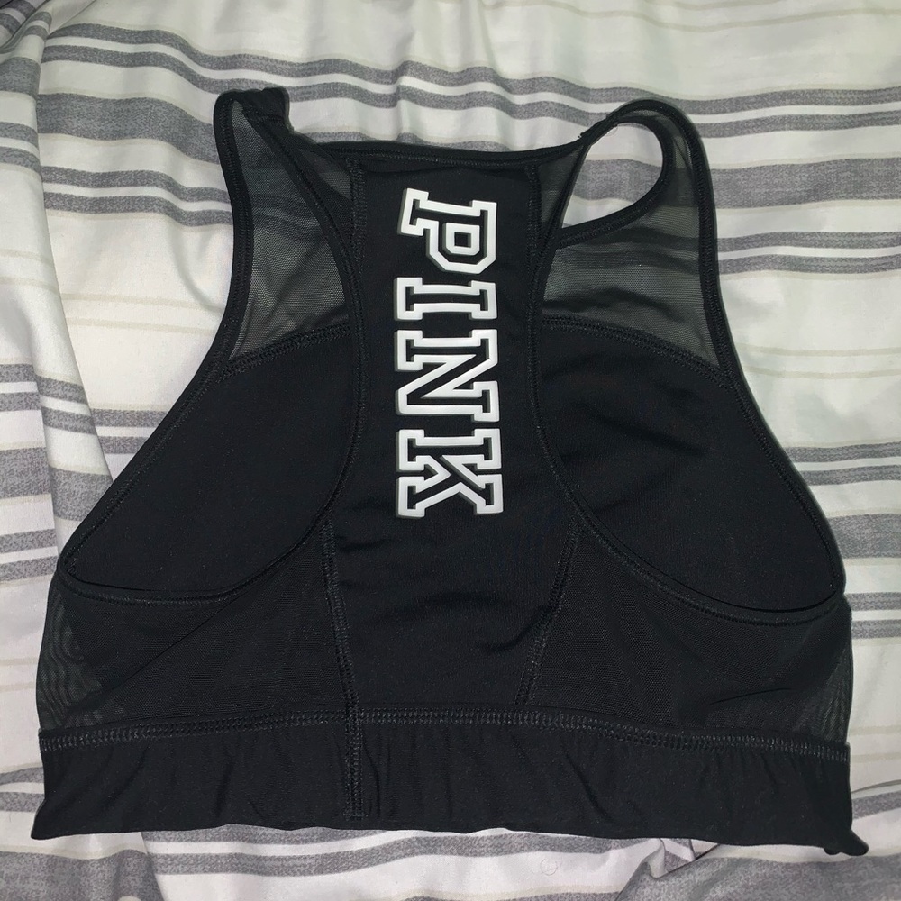 Pink Logo Mesh Raceback Sports Bra